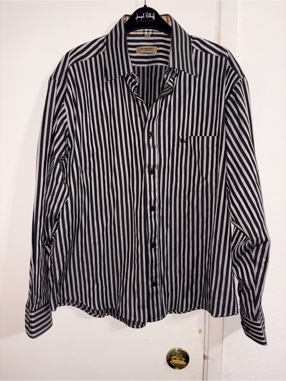 Burberry London Striped Button Down Shirt Size L Cotton